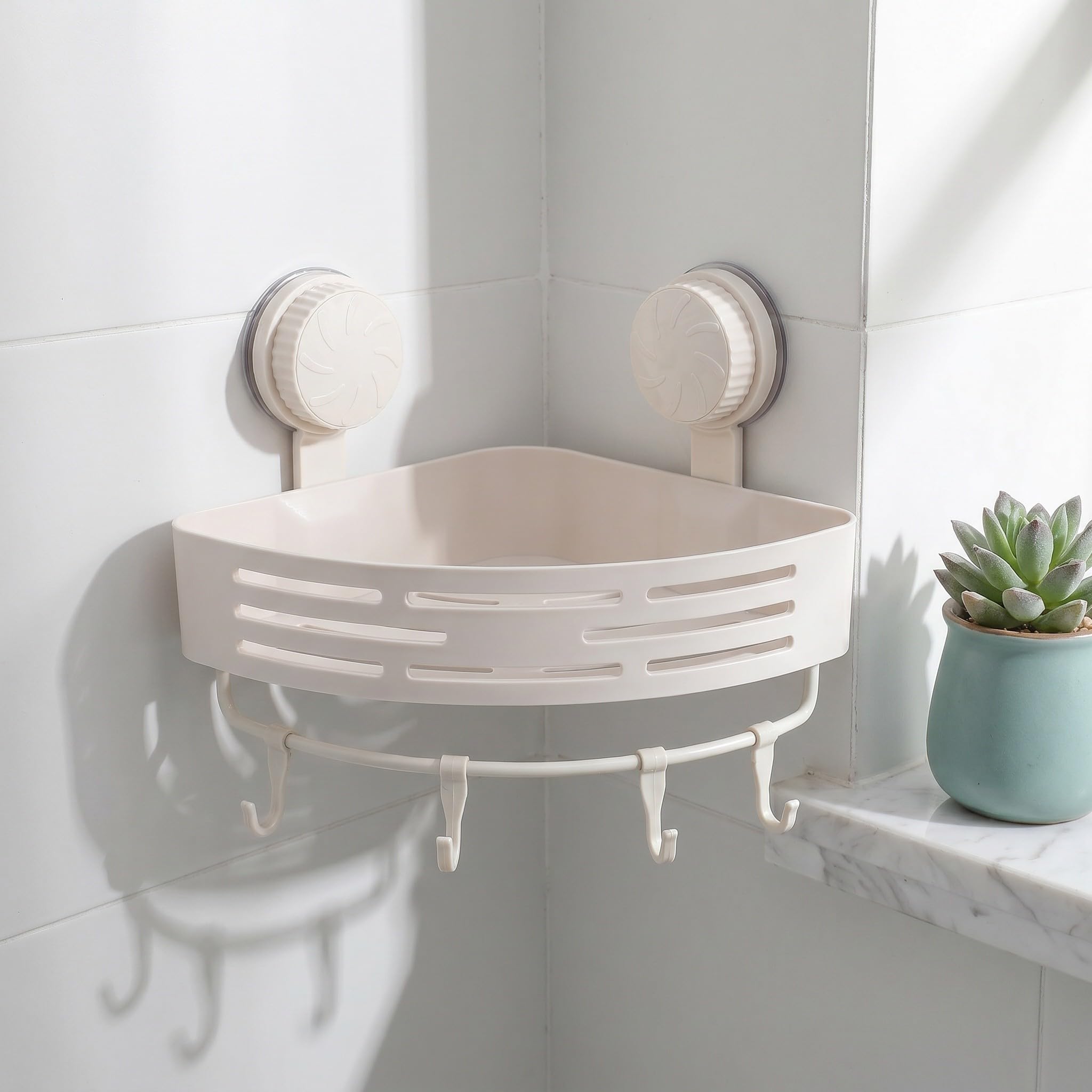 Estante de Esquina para Ducha con Ventosas, 2 Niveles, Abs