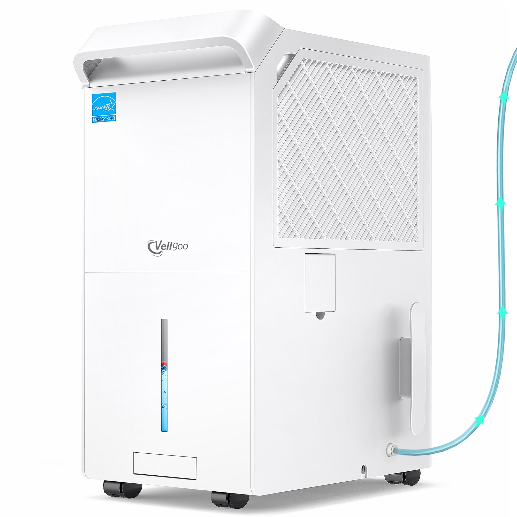 6,000 Sq.Ft Most Efficient Energy Star 2025 Dehumidifier with Pump,Vellgoo Max 140 Pint/D Smart Compressor Dehumidifier for Basement with Drain Hose, for Home,Large Rooms