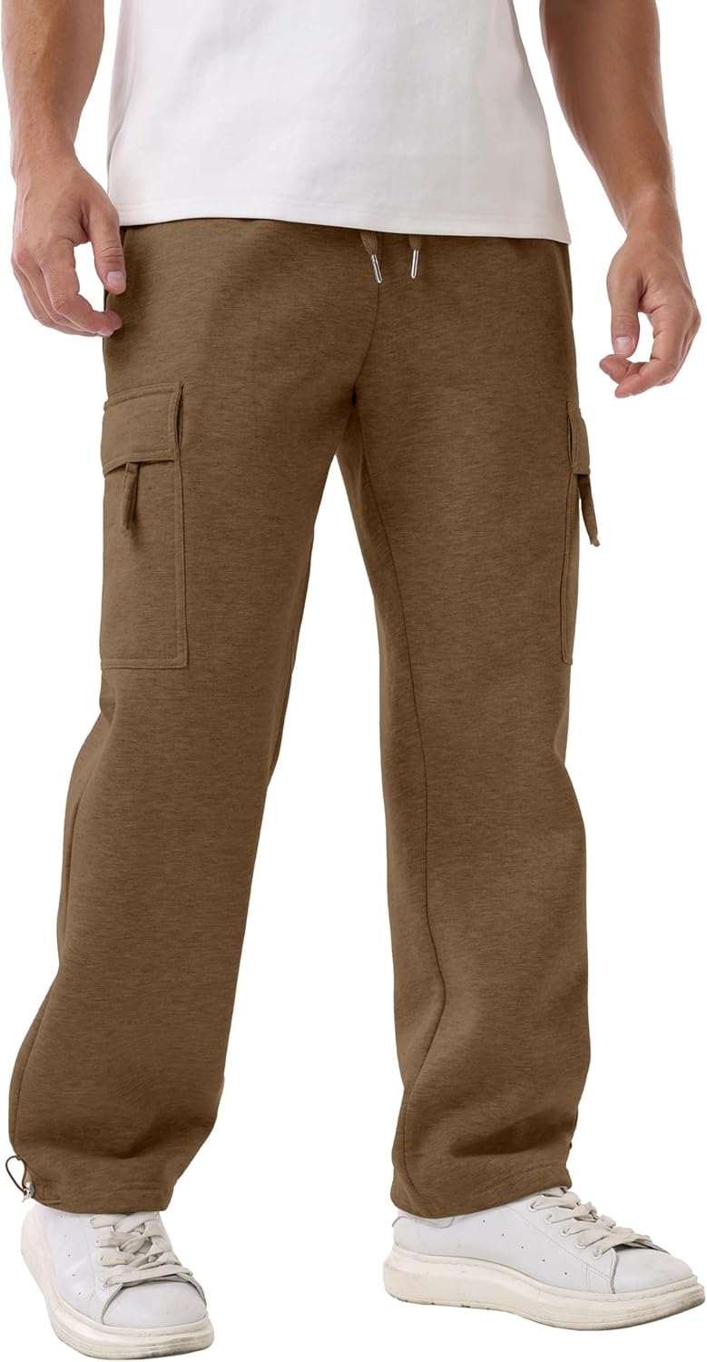 Sailwind Men's Fleece Cargo Sweatpants Casual Loose Fit Heavyweight Pants with Pockets - Image 3