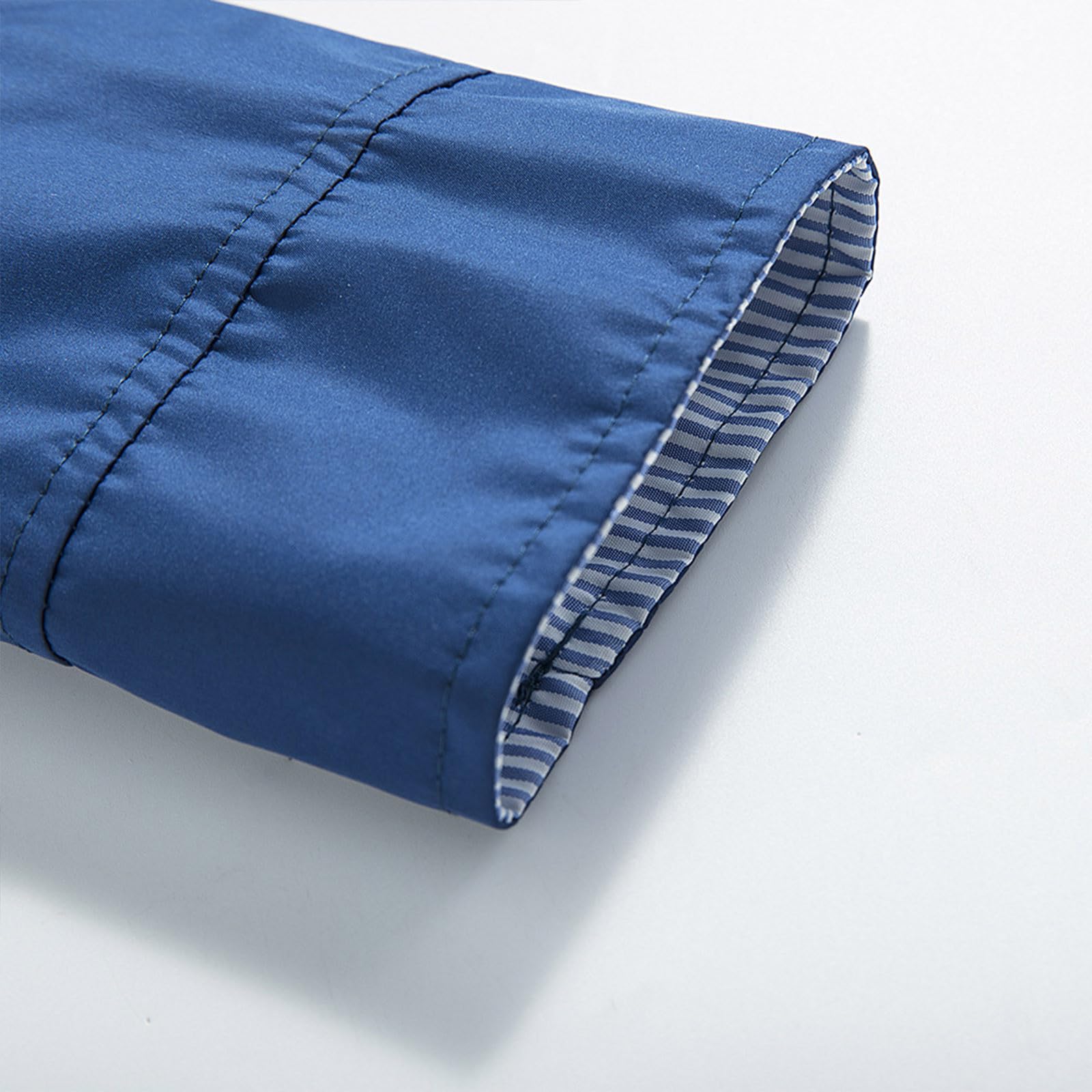 Generisch Giacca impermeabile da donna, leggera, a righe, per arrampicata, con cappuccio, trench (blu, L)