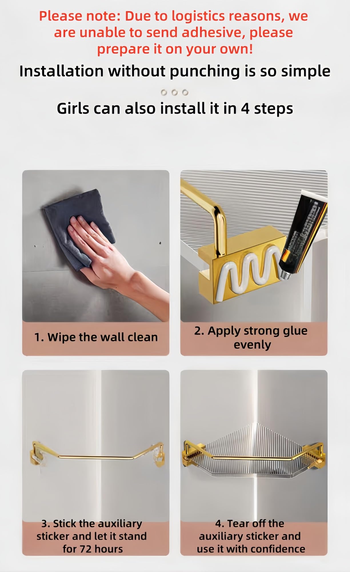 Organizador de ducha esquinero impermeable – Estantes nizer montados en la pared para tocador de ducha y cocina – Estante esquinero de 2 niveles solución de almacenamiento que ahorra espacio (blanco)