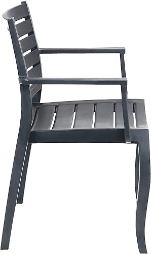 Miniatura 7 de Sunnydaze Illias - Silla de plástico para patio al aire libre, juego de 2, asientos apilables, color gris