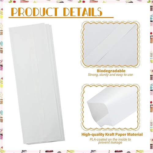 Miniatura 3 de 2000 bolsas de cubiertos de papel kraft blanco, bolsas de papel para galletas, fundas de utensilios de papel para panadería, barras de pretzel,