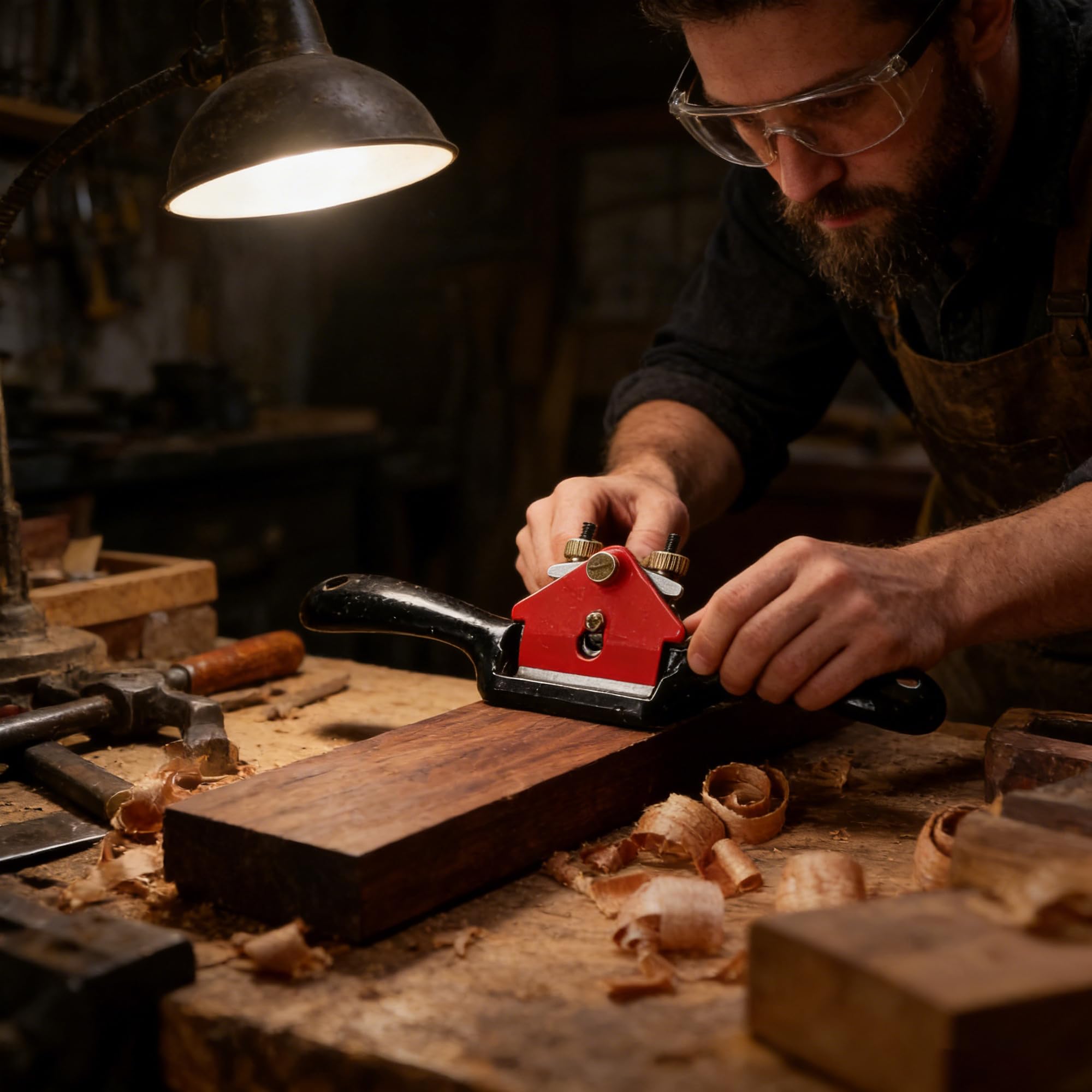 MINGZE Travail du bois Ajustable Coupe Bord Parlait Se raser pour Sculpteur sur bois, Rabot à main en bois de rabot de plan pour le bois dur de charpentier de bois dur (9 pouces)