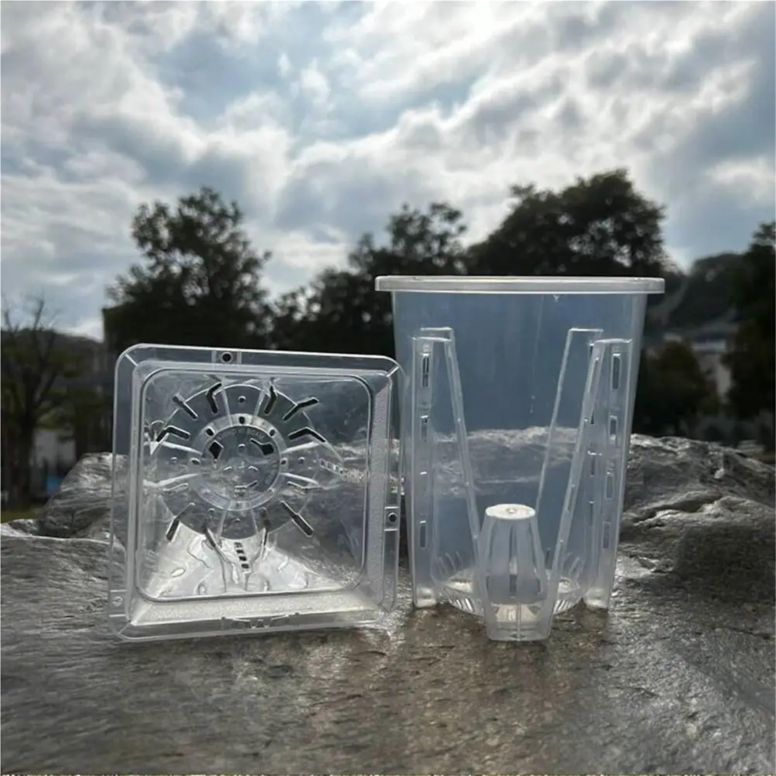 Przezroczyste plastikowe rośliny 6 szt. ABS przezroczystych okrągłych kwadratowych doniczek z otworami w różnych rozmiarach dla storczyków(Round 16cm)