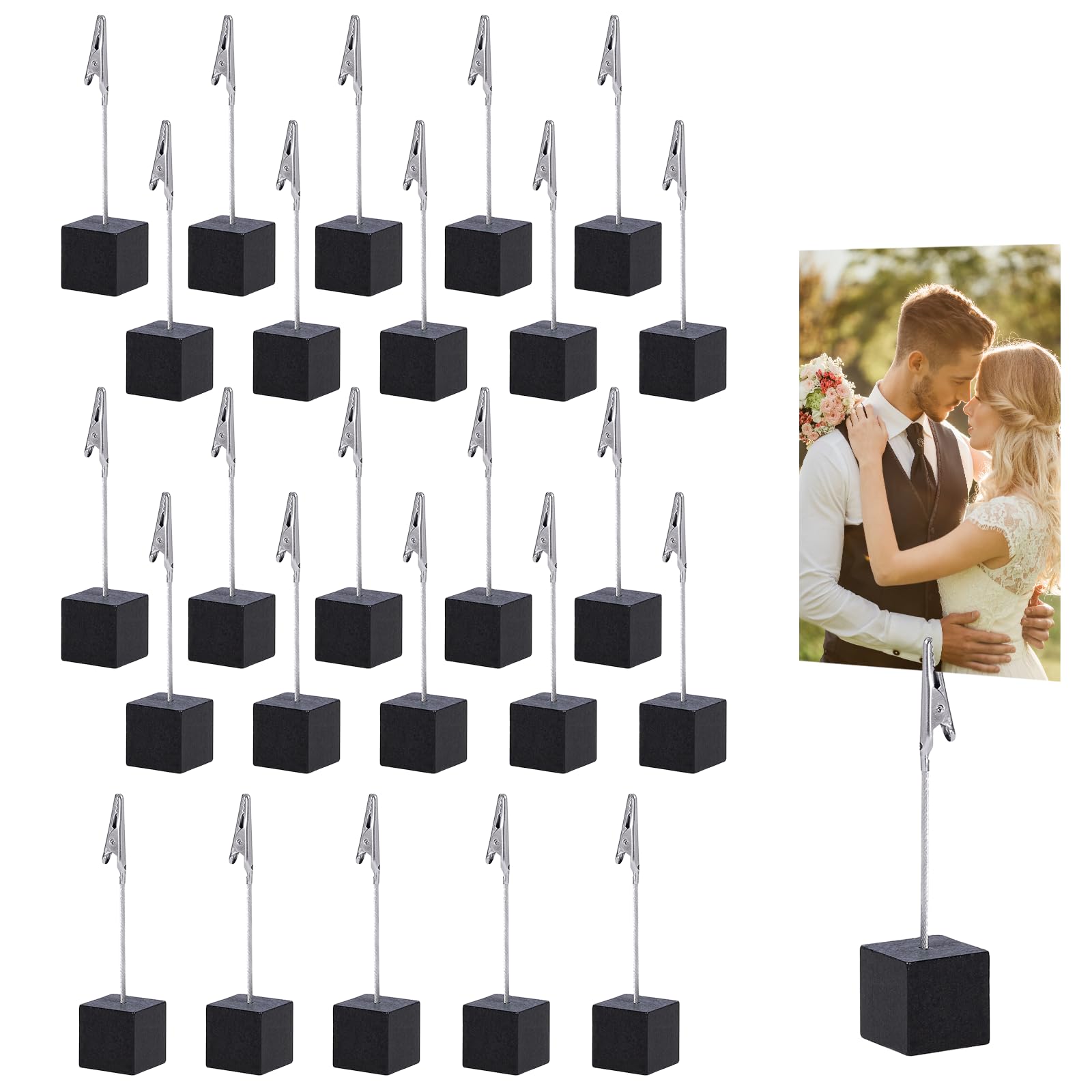MIPIACE 30 Pieces Memo Clip Holder, Photo Clip Stand, Black