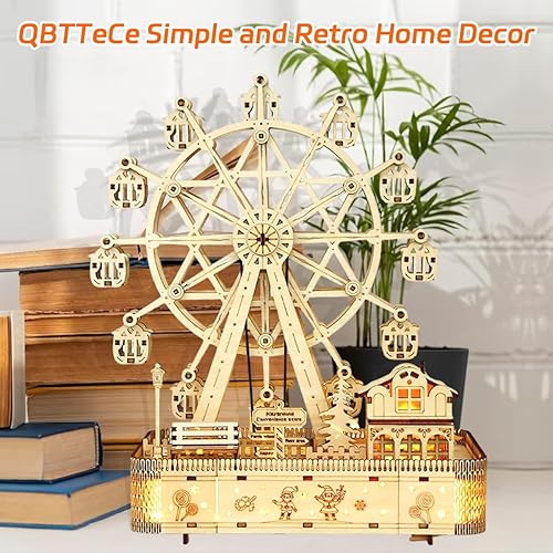 Miniatura 4 de QBTTeCe Rompecabezas de madera 3D para adultosniños, rompecabezas 3D de 183 piezas con música y LED, kits de construcción de troncosno requiere