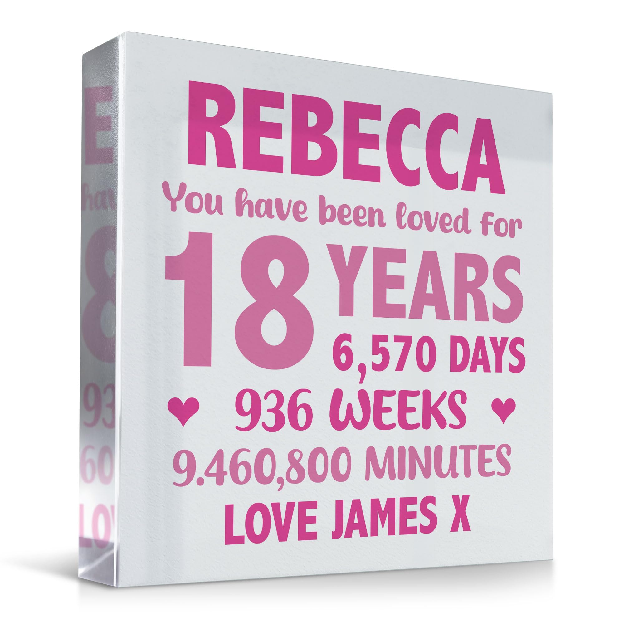 PERSONALISED 13th 16th 18th 21st 30th 40th 50th 60th 70th Birthday Gifts For Girls Her Women Standing Plaque Mum Daughter Auntie Sister Nan Gift Keepsake (18th Birthday)