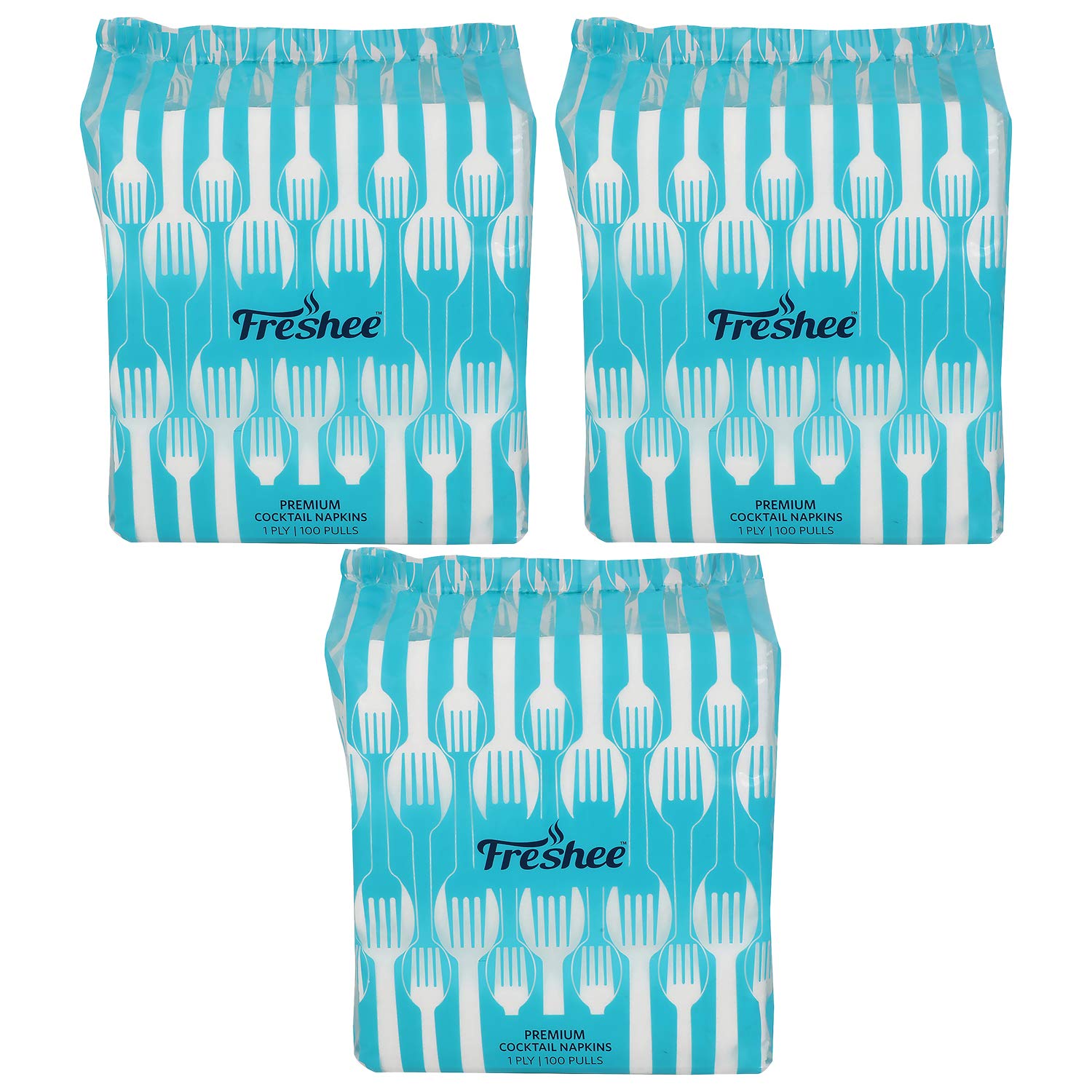 Freshee Serviette 1 Ply Tissue Paper Napkin - 100 Pulls Pack of 3, Skin Friendly Water dissolvable Disposable Tissue