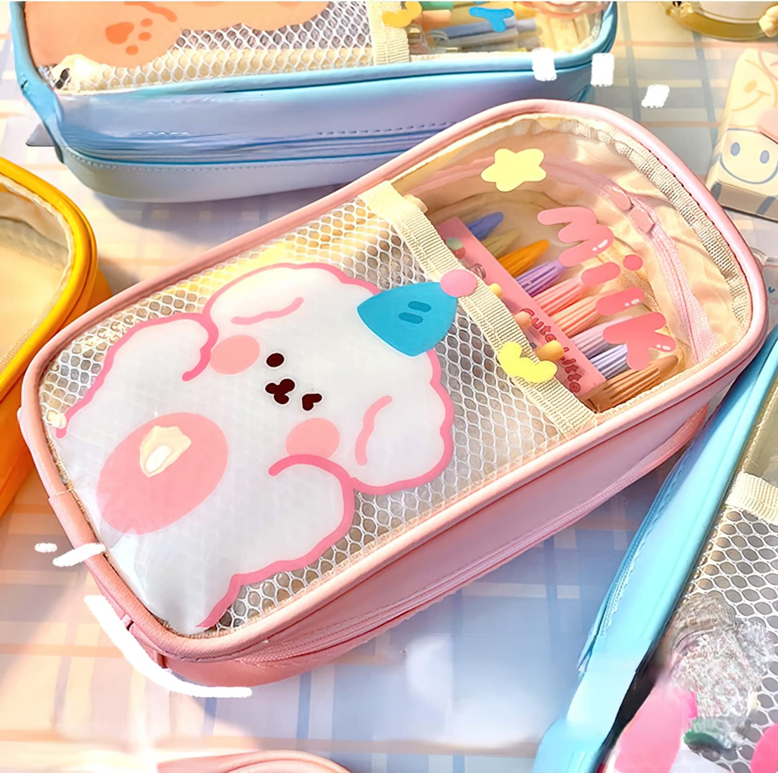 Borsa Cosmetici Trasparente Con Cuori – PVC – 18x9x9 Cm – Portatrucco Portapenne Da Viaggio - 3