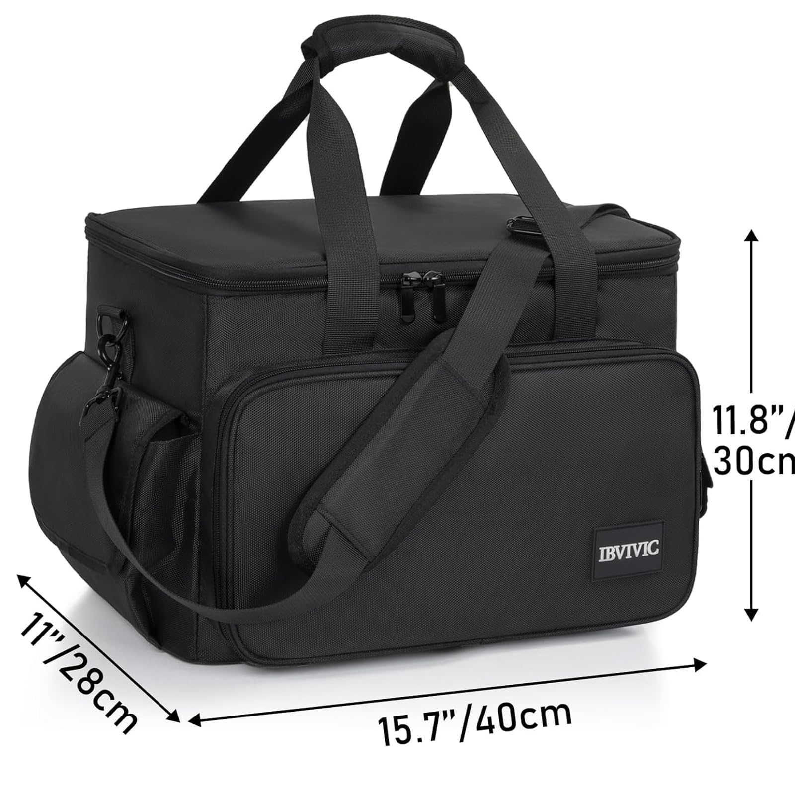 OUUTMEE Borsa per file per cavi DJ, borsa portaoggetti in nylon 1680D, organizer per attrezzature da DJ, con divisori rimovibili e base imbottita, borsa da viaggio per attrezzatura professionale da DJ