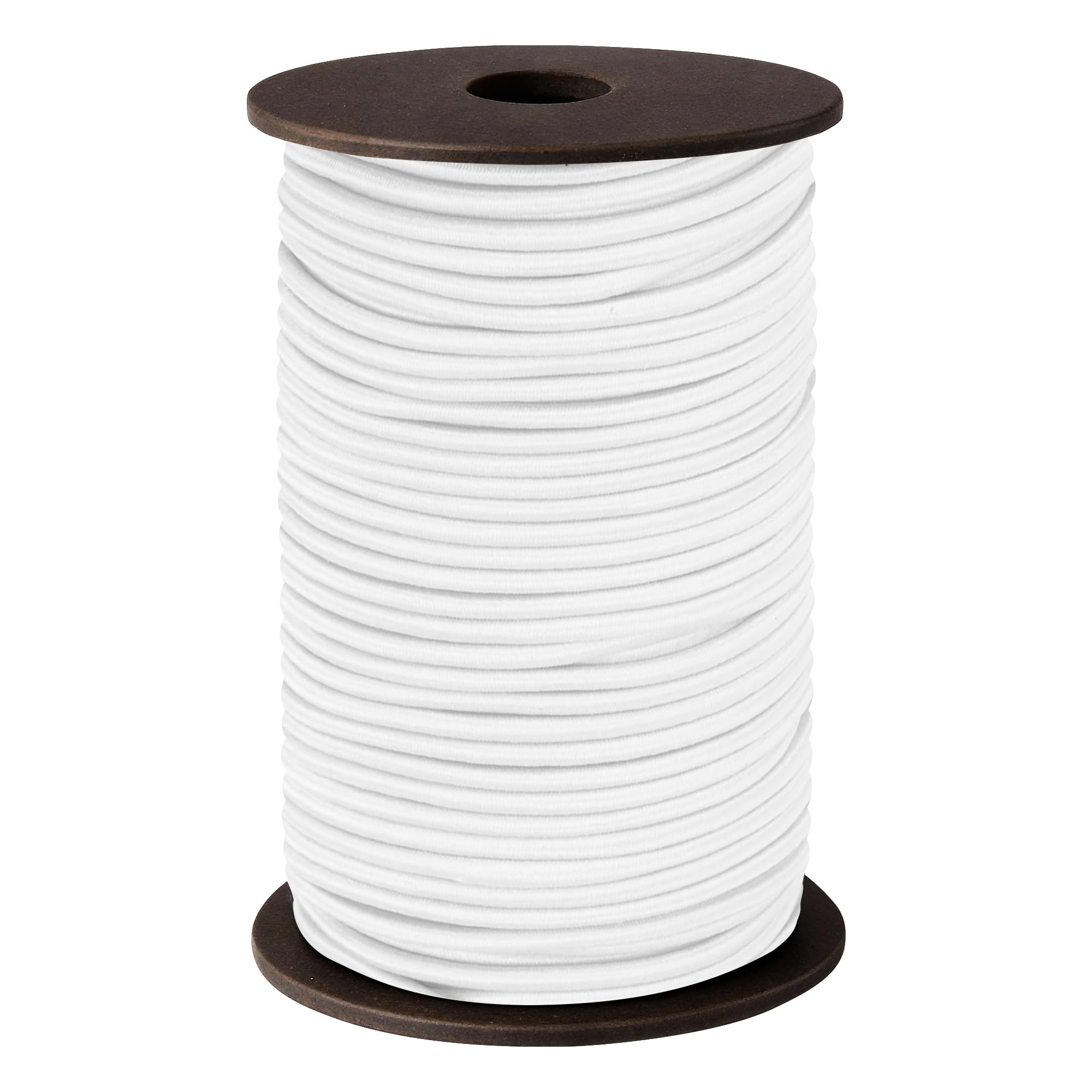 Trimming Shop 4mm Wide Bungee Rope Shock Cord, Stretchy Strap, Round Elastic String for Sewing, DIY Craft Projects, Kayaks, Backpack, Tent Poles, White, 250 Metres