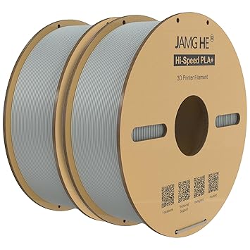 JAMG HE High Speed PLA+ Filament 1.75mm, Hi-Speed PLA+ 3D Printer Filament, Dimensional Accuracy 1.75mm, 2kg(4.4lbs) Cardboard Spool 3D Printing Filament Fits for Most FDM 3D Printers (2Grey)
