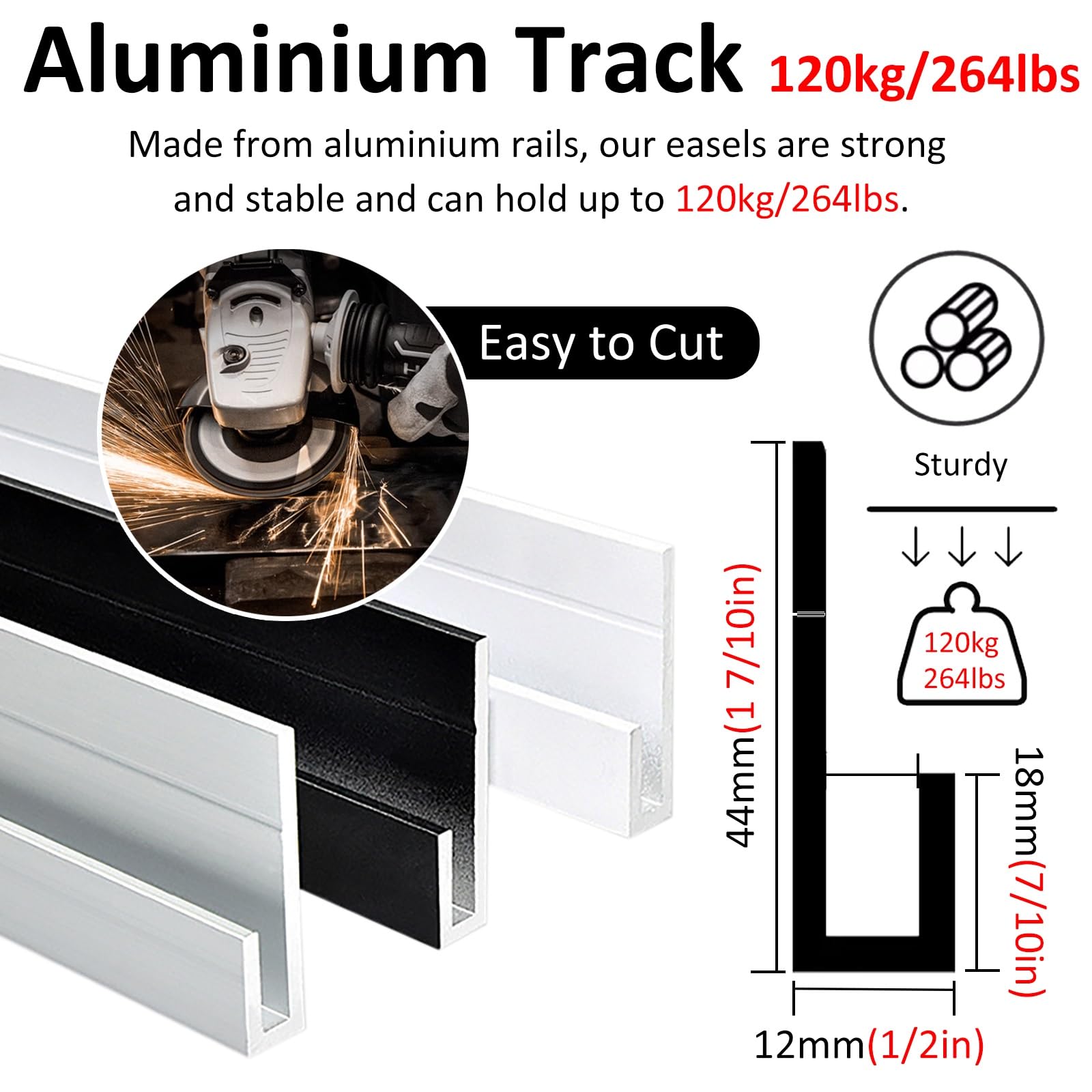 Kit Para Colgar Cuadros Barra flexible para colgar cuadros y fotografías, riel para colgar espejos de pared con ganchos de fijación y ajuste, ideal para galerías de arte de decoración(A Rail 1.2m/3.9'