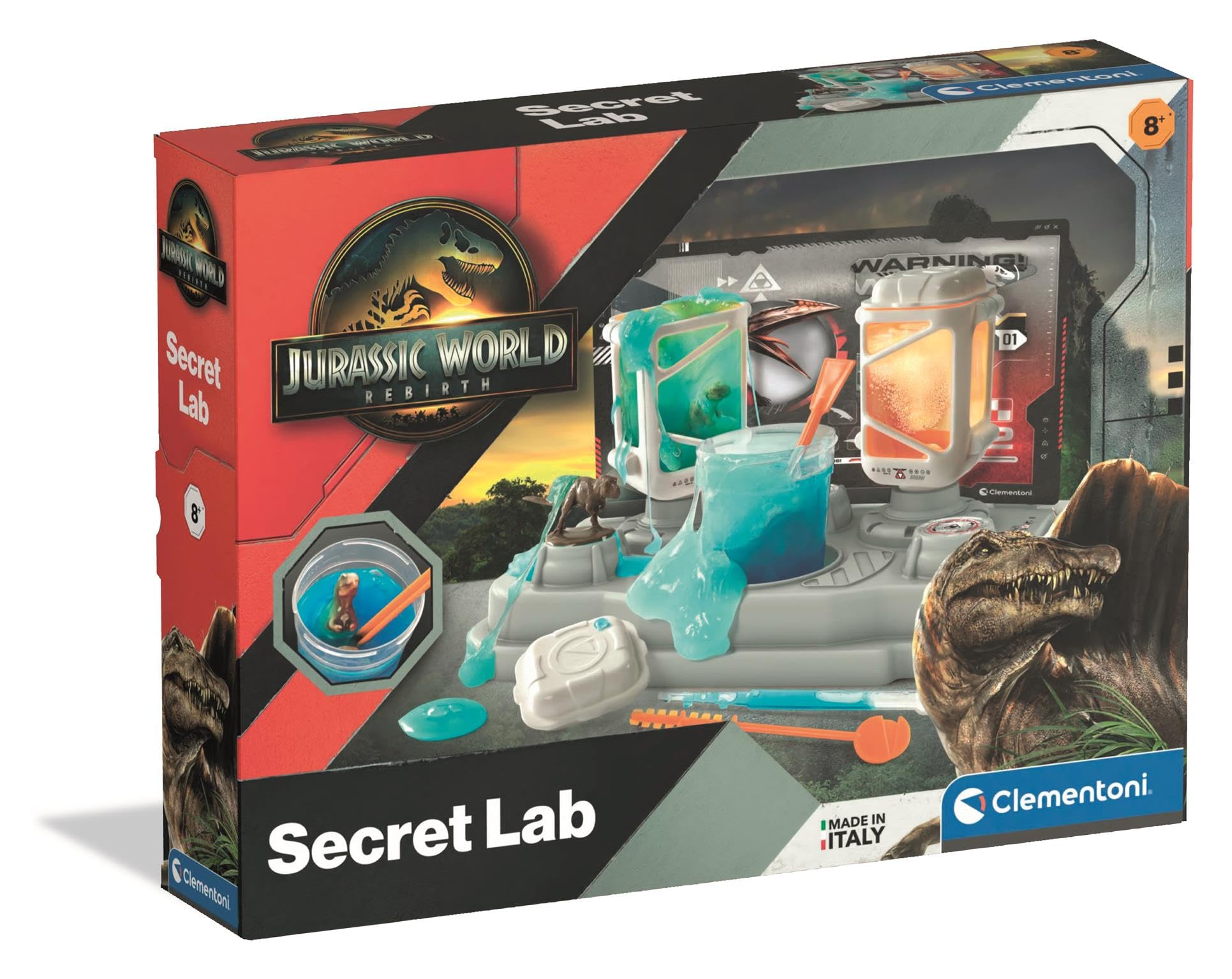 Clementoni Jurassic World Secret Genetics Laboratory - Construction Kit for Dinosaur Lab with Luminous Dinosaurs - Educational Toy for Children from 7 Years - 18220