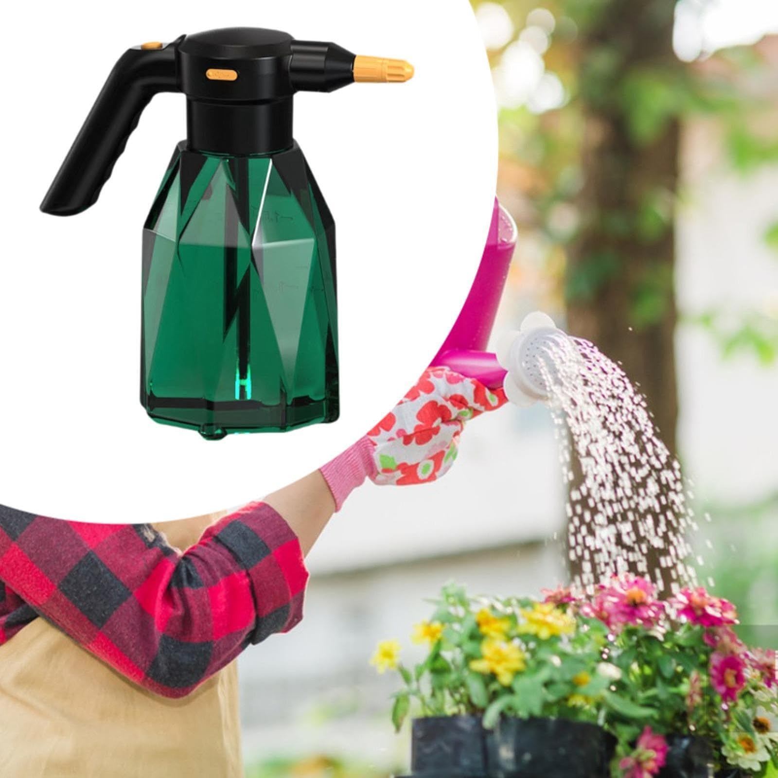 Pulvérisateur Électrique Mousse 2 litres Bouteille Vaporisation Plantes Arrosoir Automatique Pompe USB Approprié pour Nettoyage Maison, Vert