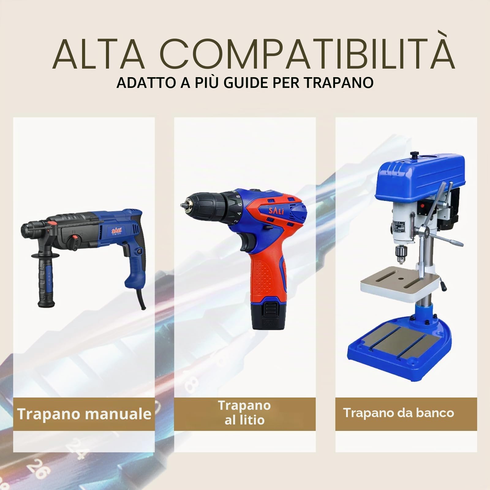 SALI Punta per trapano a gradini Hss [Φ5-35 mm, 13 livelli] Quattro scanalature elicoidali, punte coniche affilate per metallo, acciaio inossidabile, plastica, legno (HSS Co)