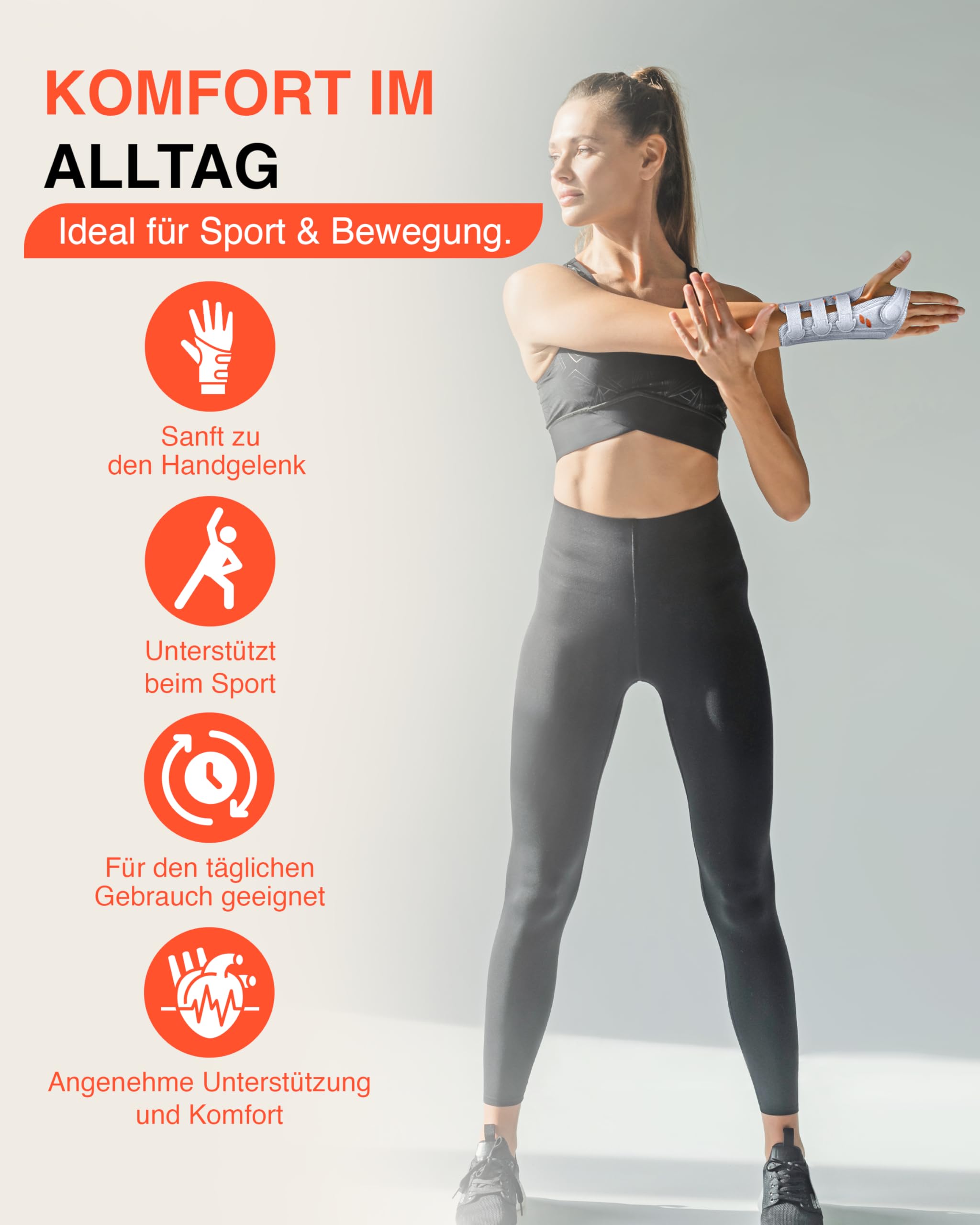 SPORLASTIC MANU-HiT CARPAL - Muñequera derecha (férula, platino, talla XS)