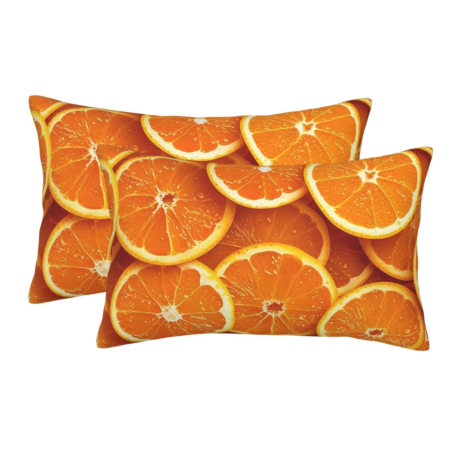 2 Pack Standard Size Pillow Cases for Hair and Skin Soft Breathable Pillow Case Covers with Hidden Zipper Orange Slices Pillowcase 16"x24" Pillow Cover for Sleeping Gift