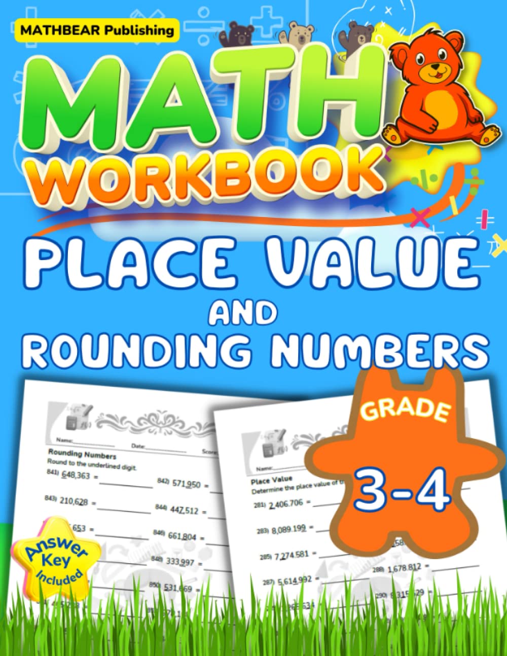 MathBear: Math Workbook Grades 3 and 4: Place Value and Rounding Numbers: 3rd and 4th Grade Math Workbook: Place Value and Rounding of Ones, Tens, ... Millions with Answers (MATHBEAR Workbooks)