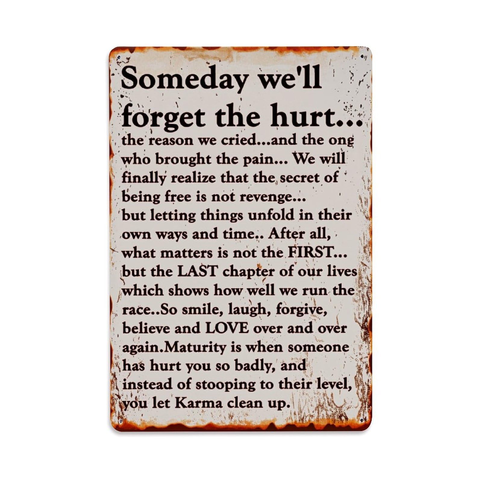 Jdyaojiesheng Vintage Someday We'll Forget The Hurt Tin Sign Retro Metal Wall Decor Metal Poster, Home Bar Garage Farmhouse Cafe Wall Art Decoration 8X12inches