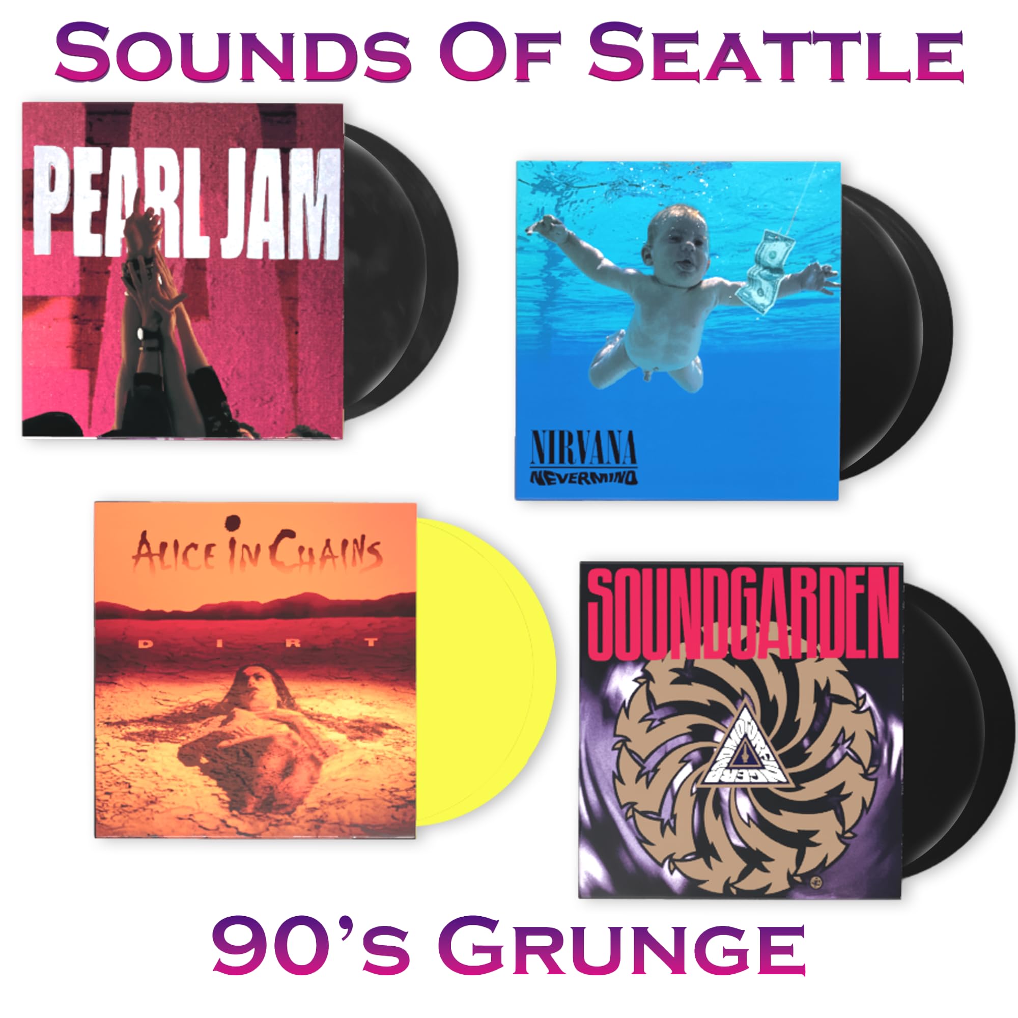 Grunge Sounds Of Seattle Collection: Pearl Jam - Ten / Alice In Chains - Dirt / Nirvana - Nevermind / Soundgarden - Badmotorfinger