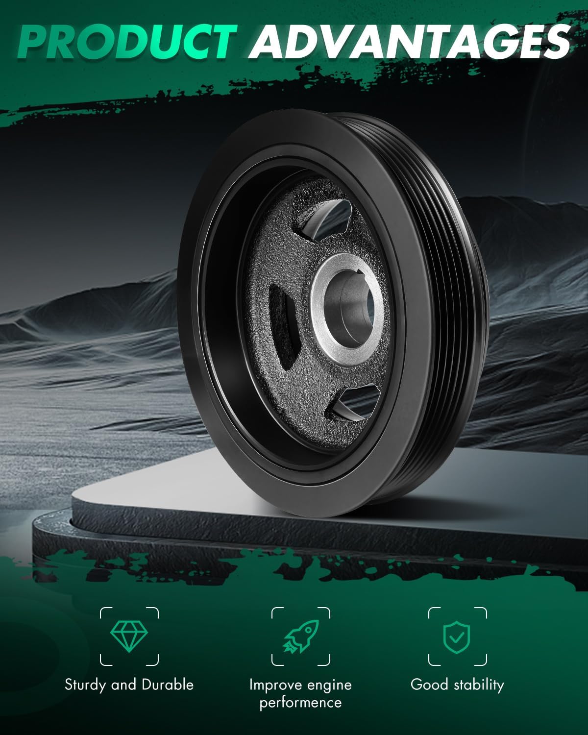 SCITOO 1230331U10 Harmonic Balancer Crankshaft Pulley Fits 1996-2001 for Infiniti I30 1995-2001 for Nissan Maxima