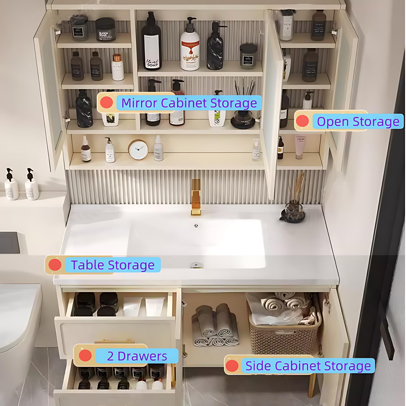 Amazon.com: Genpai 44in Bathroom Vanity with Sink - Chic Bathroom