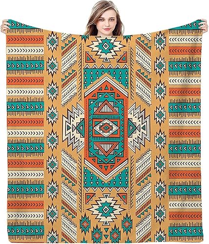 Manta para el hogar, diseño de tribu secreta azteca india, suave y cálida, 30 x 40 pulgadas, estilos surtidos, naranja y verde azulado