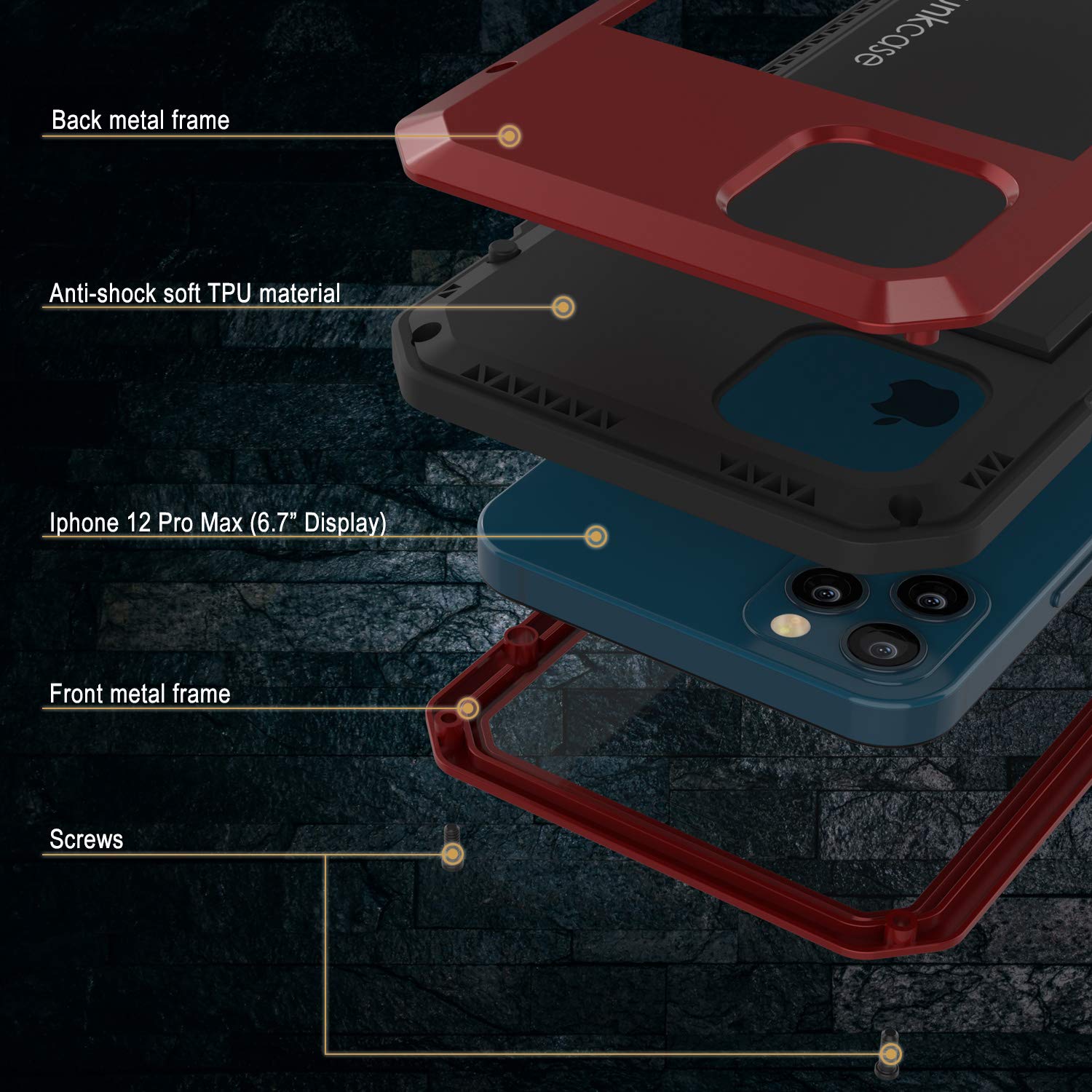 PunkCase Custodia In Metallo Per IPhone 12 Pro Max 2.0: Alluminio E TPU Con Vetro Temperato Incluso - 3