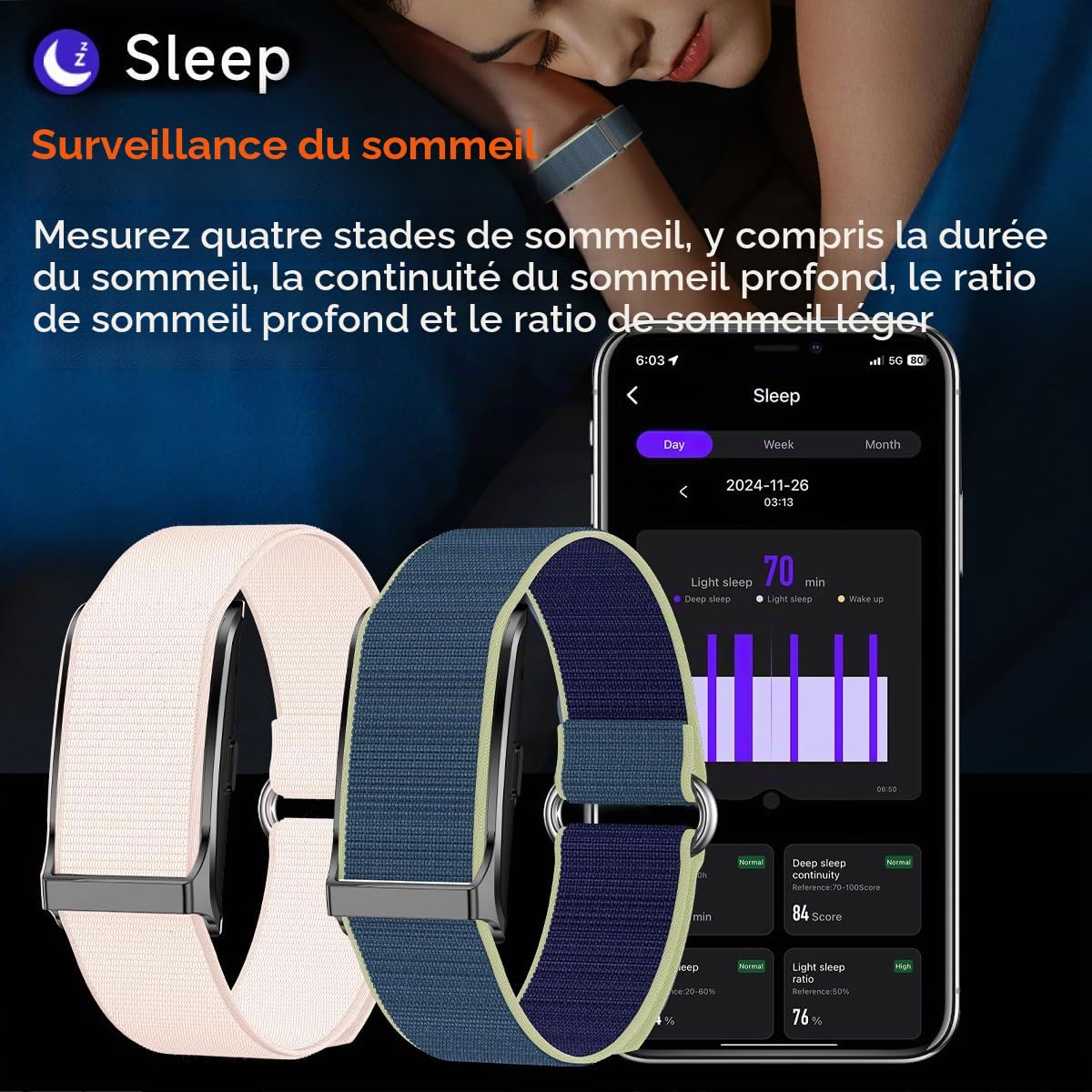 Santé Fitness Tracker, Portable Smart Bracelet pour Hommes Femmes, 127 Modes de Sport, Moniteur de Sommeil, 10M étanche à l'eau, Rappel D'appel, Réveil, Contrôle Photo (Pink)