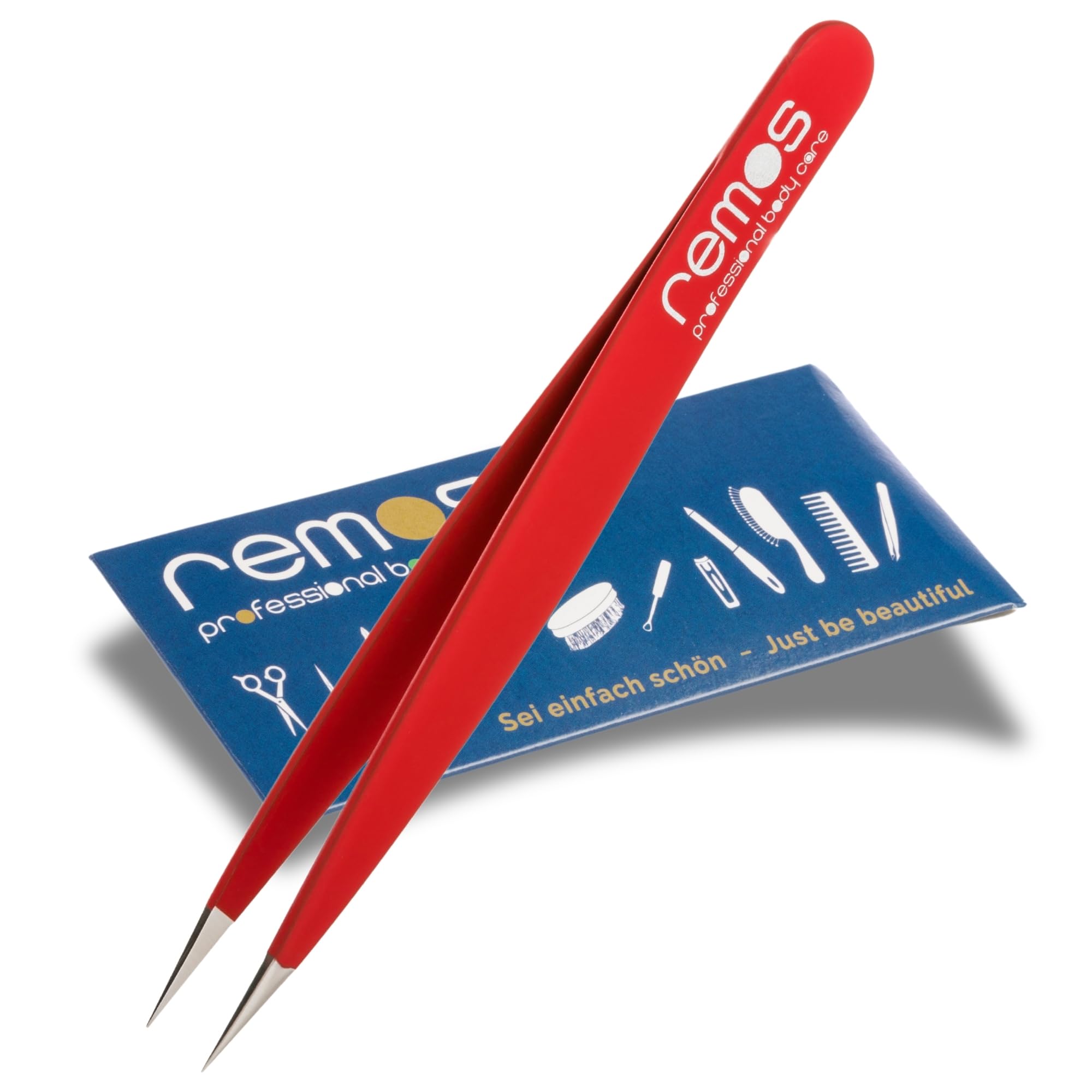 REMOS Pinzas para astillas acero inoxidable 9,5 cm punta fina rojo