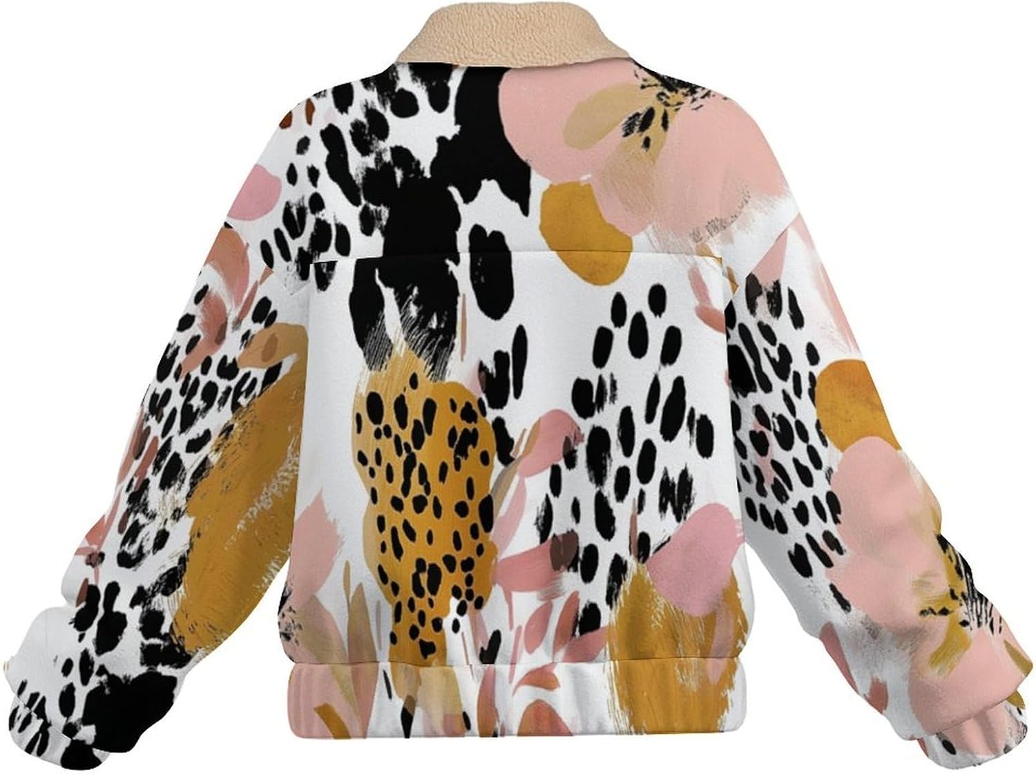 Women's Full Zip Soft Polar Fleece Jacket, Leopard print Printed Outdoor Coat, Long Sleeve Comfortable Outerwear