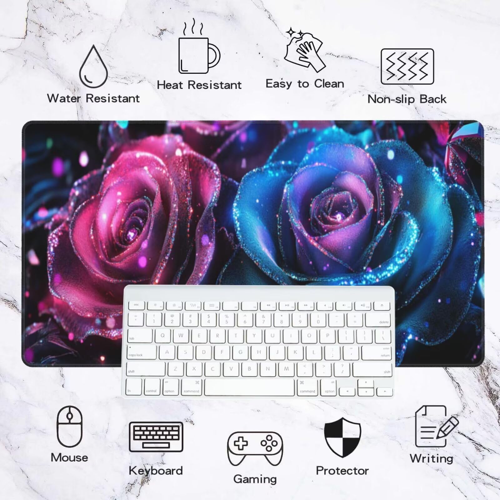 Alfombrilla Ratón Abstracto Alfombrilla Ratón XXL 1600 x 800 mm, Negro Mouse Pad Gaming con Bordes Cosidos, Impermeable Mousepad XXL Base de Goma Antideslizante Duradera, Mouse Pad para Oficina Q520