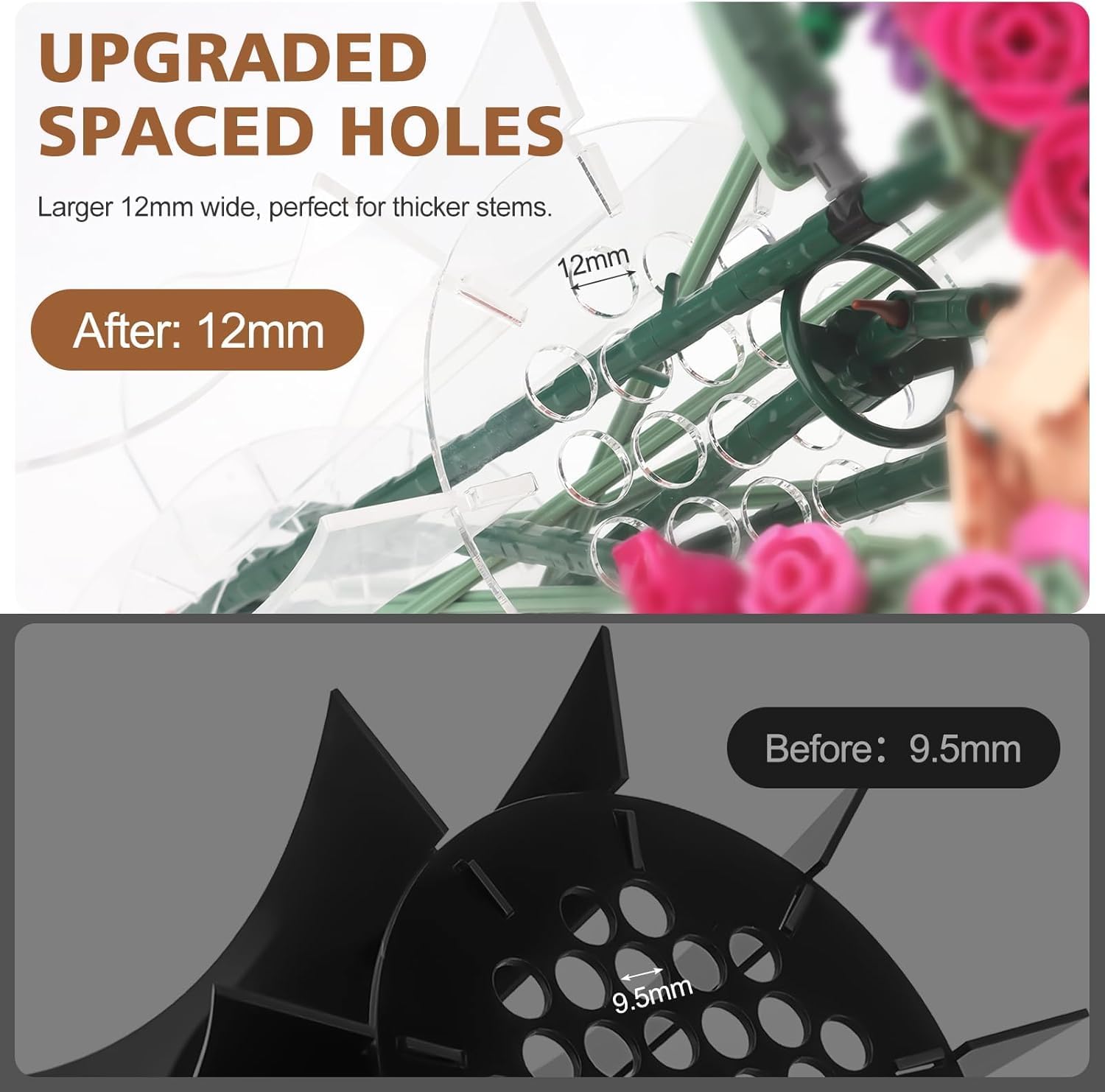 Vase for Lego Flowers Bouquet, Acrylic Display Holder Compatible with Lego Botanical Collections Roses Sunflowers, for Lego Flower Building Set Lovers, Crystal Clear