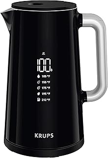 KRUPS BW801852 Smart Temp Digital Kettle Full Stainless Interior and Safety Off, 1.7-Liter, Black