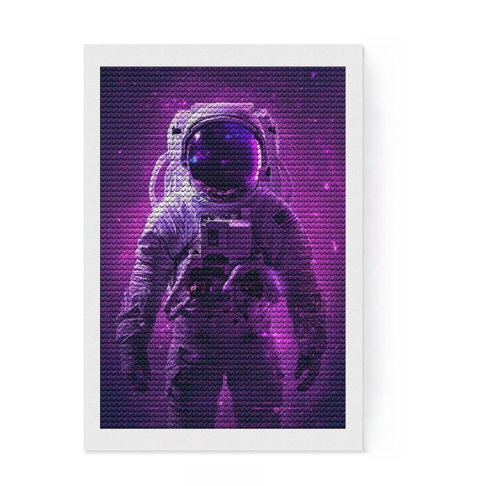 Junmoney Astronaut Cosmic Glitch Diamond Painting Set 8"x12", for Adults, Decorate Your Room, Thoughtful Handmade Gift, Boho Decor, with Tool Kit