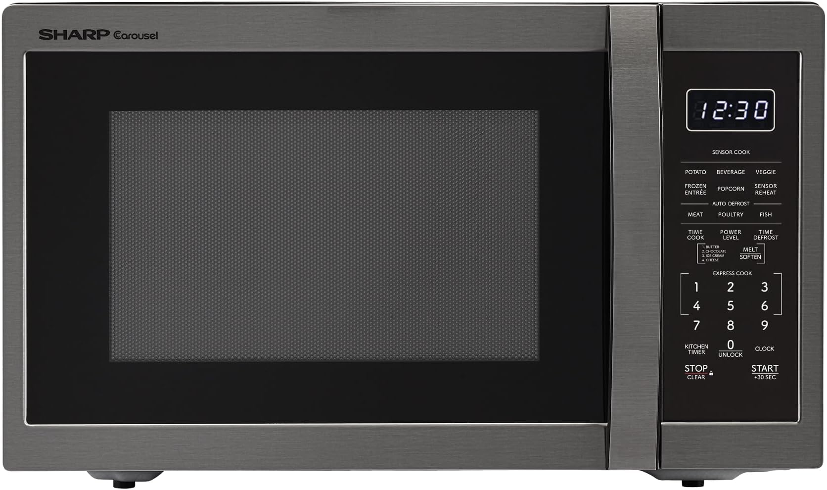 Countertop Microwave Oven with Removable 12.4" Carousel Turntable, 1.4 Cubic Feet, 1100 Watt, Black Stainless Steel