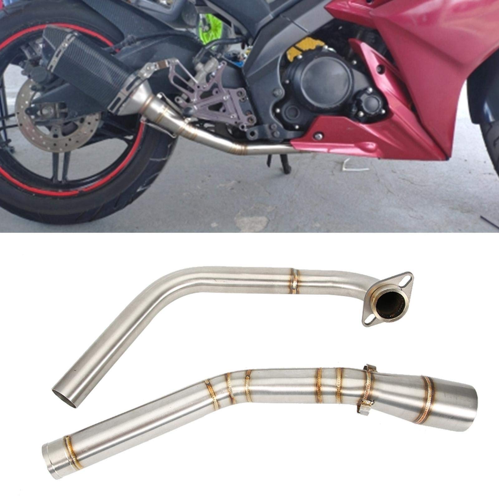 Rura wydechowa motocykla, Yzf R125 wydech, modyfikacja motocykla Dioche Motocykl średnia rura łącząca pasuje do Yzf R15 Mt-15 Mt-125 2008-2017