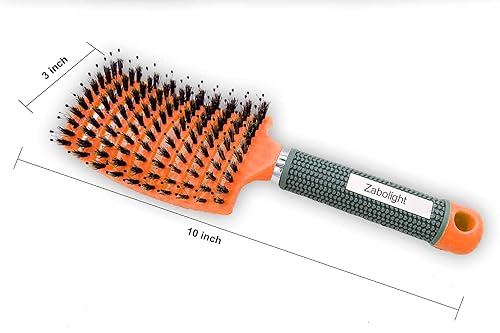 Miniatura 9 de Zabolight Cepillo de pelo de cerdas de jabalí con ventilación de alta calidad, cepillo de pelo desenredante de gran tamaño para cabello grueso y