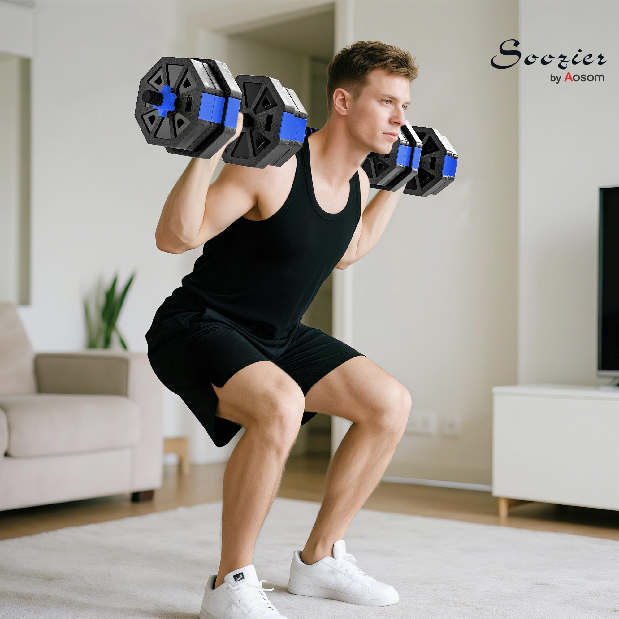 SPORTNOW Set Pesi da Palestra 6 in 1 da 20kg Totali in Plastica e Sabbia, Set Manubri Regolabili Utilizzabile come Kettlebell, Manubri, Bilanciere e Supporto per Flessioni, Allenamento a Casa