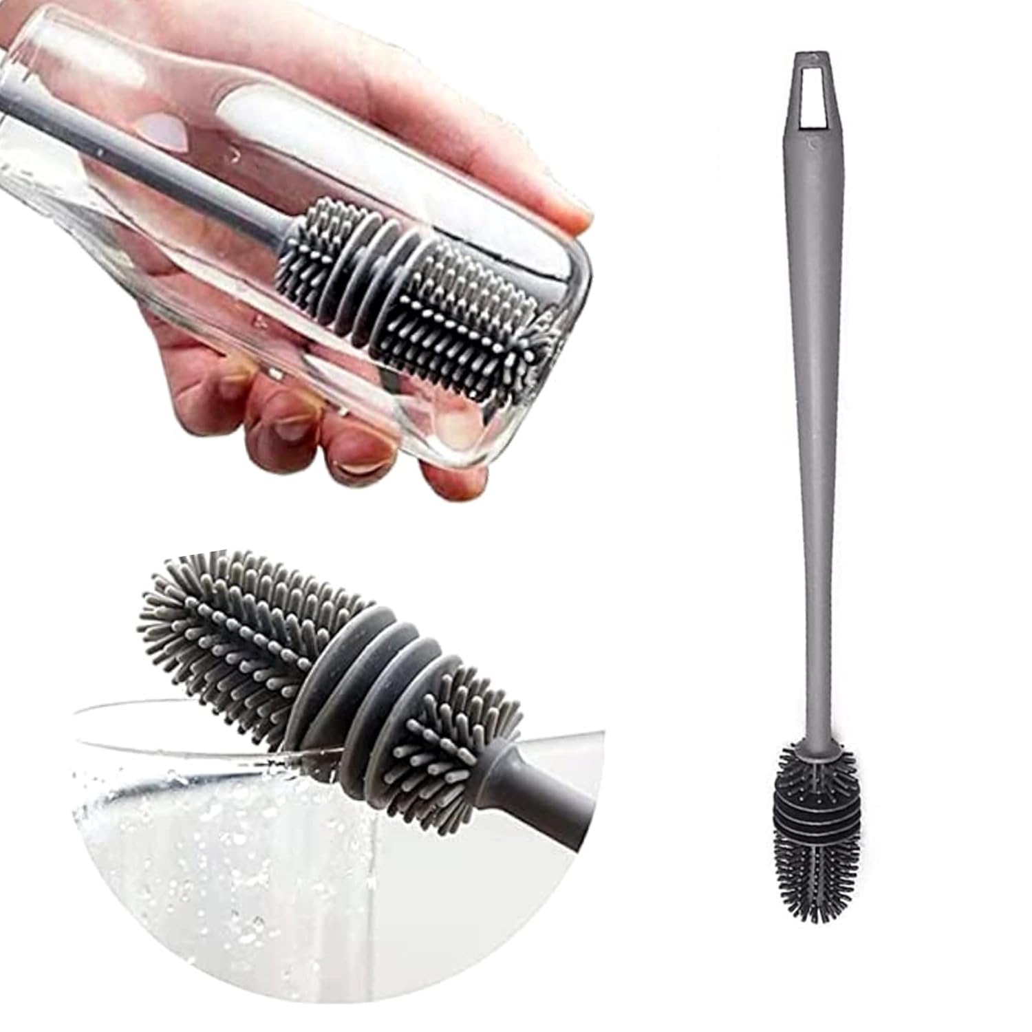 VIDANSH Long Handle Silicone Bottle Cleaning Brush for Washing Water Bottle, Baby Bottle Brush