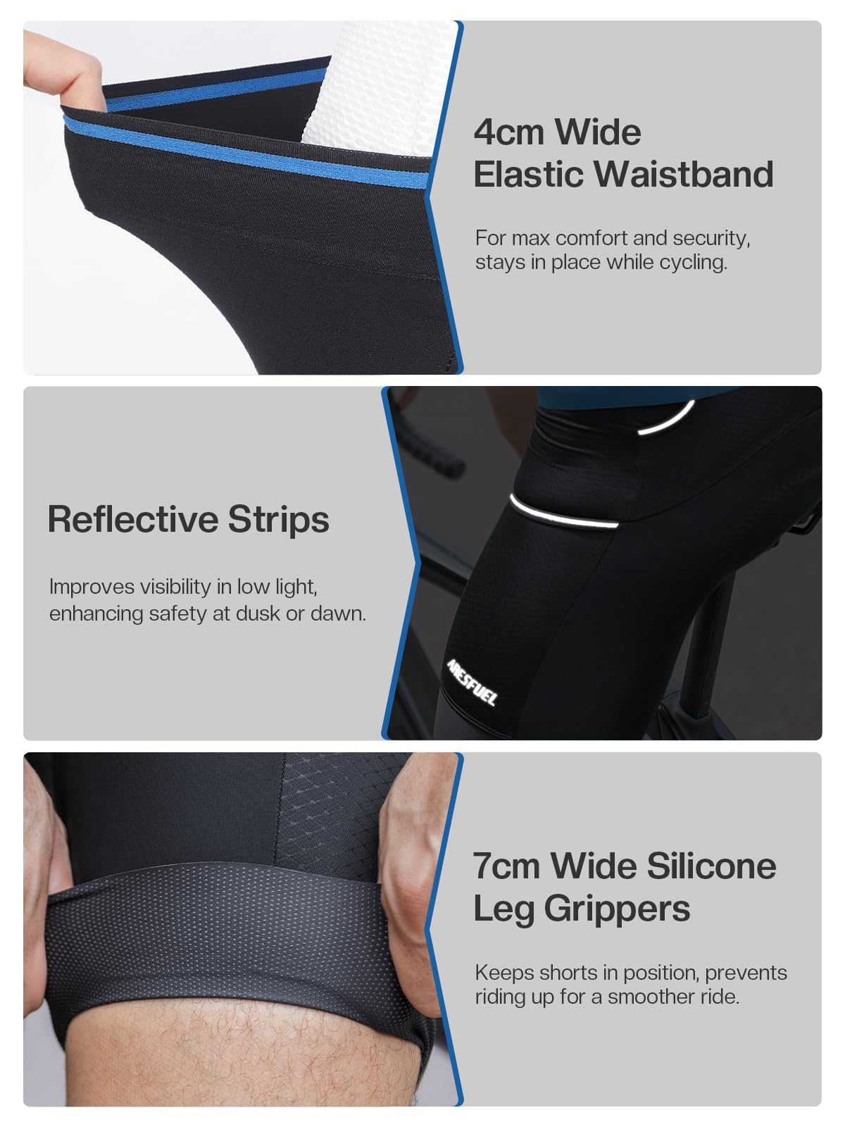 Culotte Acolchado para Hombre, 120kg/m³ Acolchado de Alta Densidad, Culotte con 3 Bolsillos 5001