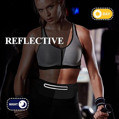 Vista 7 de Riñoneras para mujer, riñonera impermeable para hombres, cintura ajustable para correr, bolsa de bolsillo delgada y expandible, soporte para iPhone