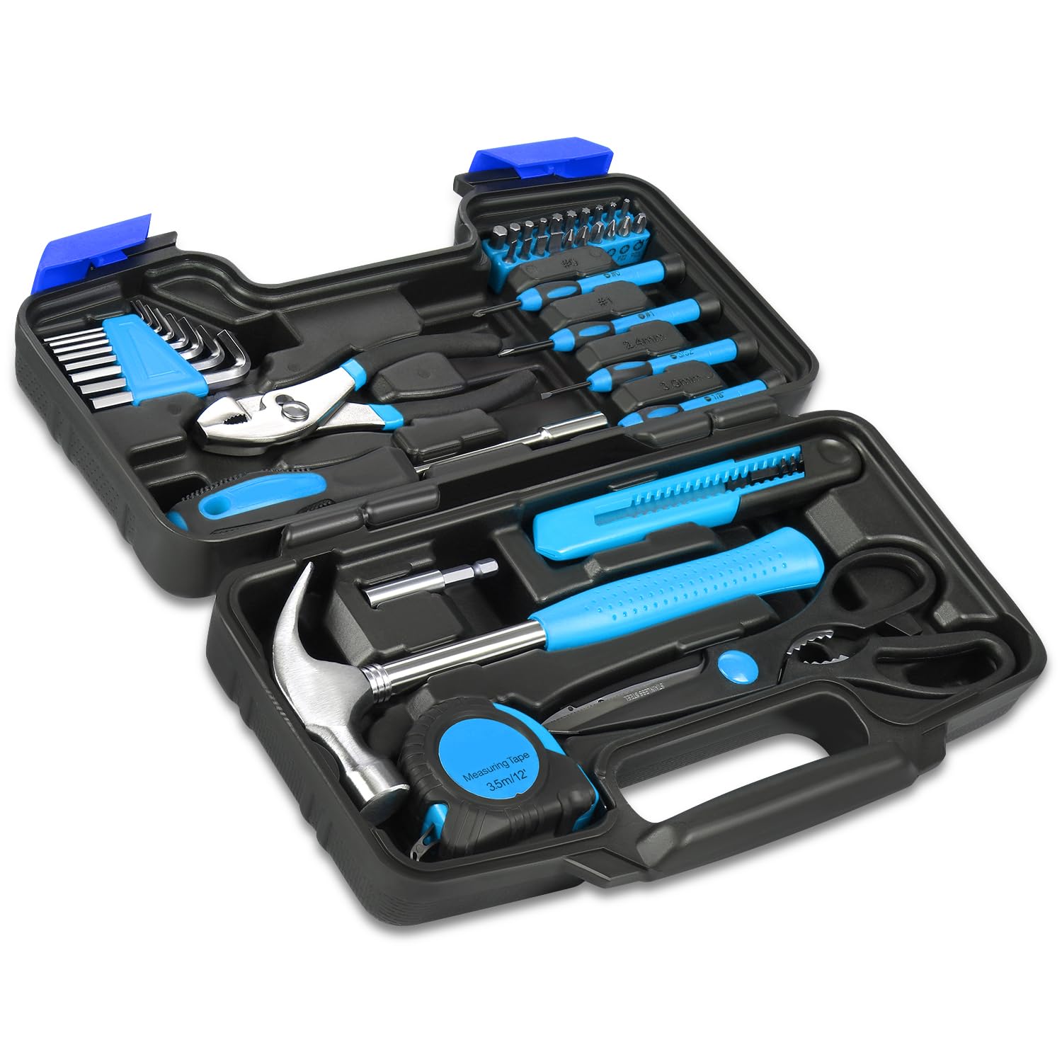 Auto DynastyUniversal 39 Pcs Blue Portable DIY Repair Hand Tool Kit Set for Home Household Office Garden Warehouse with Carring Case