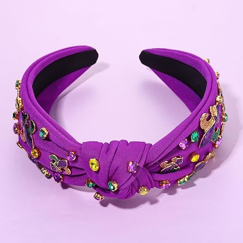 Miniatura 4 de mokkia Diadema de Mardi Gras, accesorios para mujer, diadema con cuentas de flor de lis, diadema anudada con diamantes de imitación para el martes