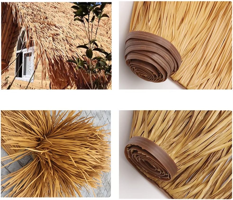 Simulation Thatch Thatch Panel Thatch Runner Roll Straw Roof Thatch Artificial Decorative Palm Straw Thatch Tile Tiki Hut Grass Roof Duck Blind Grass(Yellow c,0.5x2m/1.64X6.56ft)