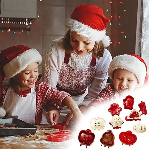 Miniatura 5 de Juego de 3 moldes para tartas de mano, mini moldes de Navidad para hornear, prensatelas de bolsillo, se adaptan a todo tipo de festivales, fiestas