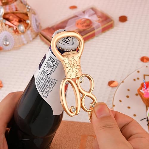 Miniatura 9 de 24 cajas de abrebotellas con temática de oro rosa para cumpleaños número 80, regalos de fiesta de boda, recuerdos de fiesta de cumpleaños o