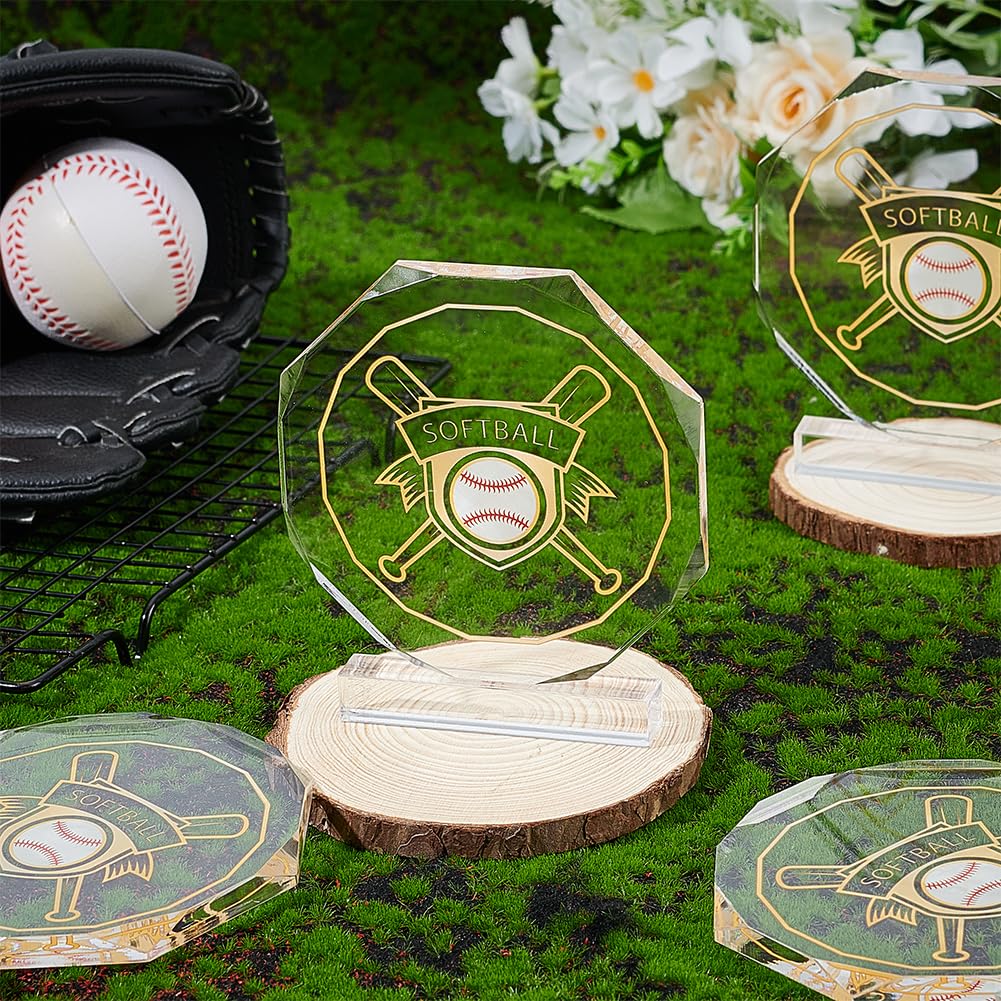 OLYCRAFT 6 trofeos deportivos acrílicos medallas de premio 11,9 x 13,4 cm béisbol acrílico trofeo campeonato trofeo deportivo competición placa placa premio de equipo para competiciones deportivas